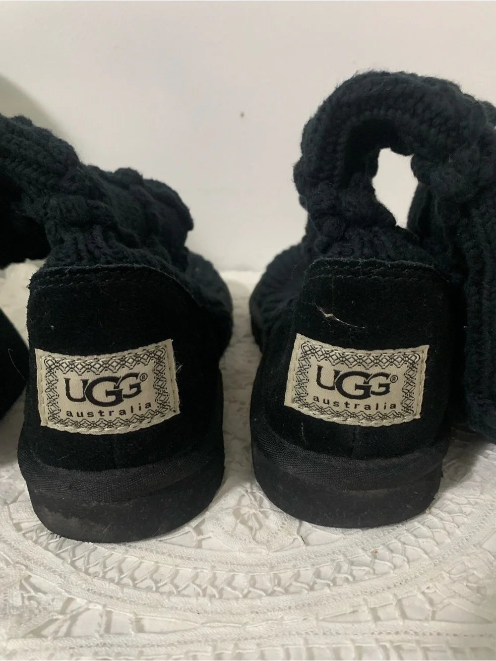 UGG 5879 Classic Argyle Knit Black Boot Size 7